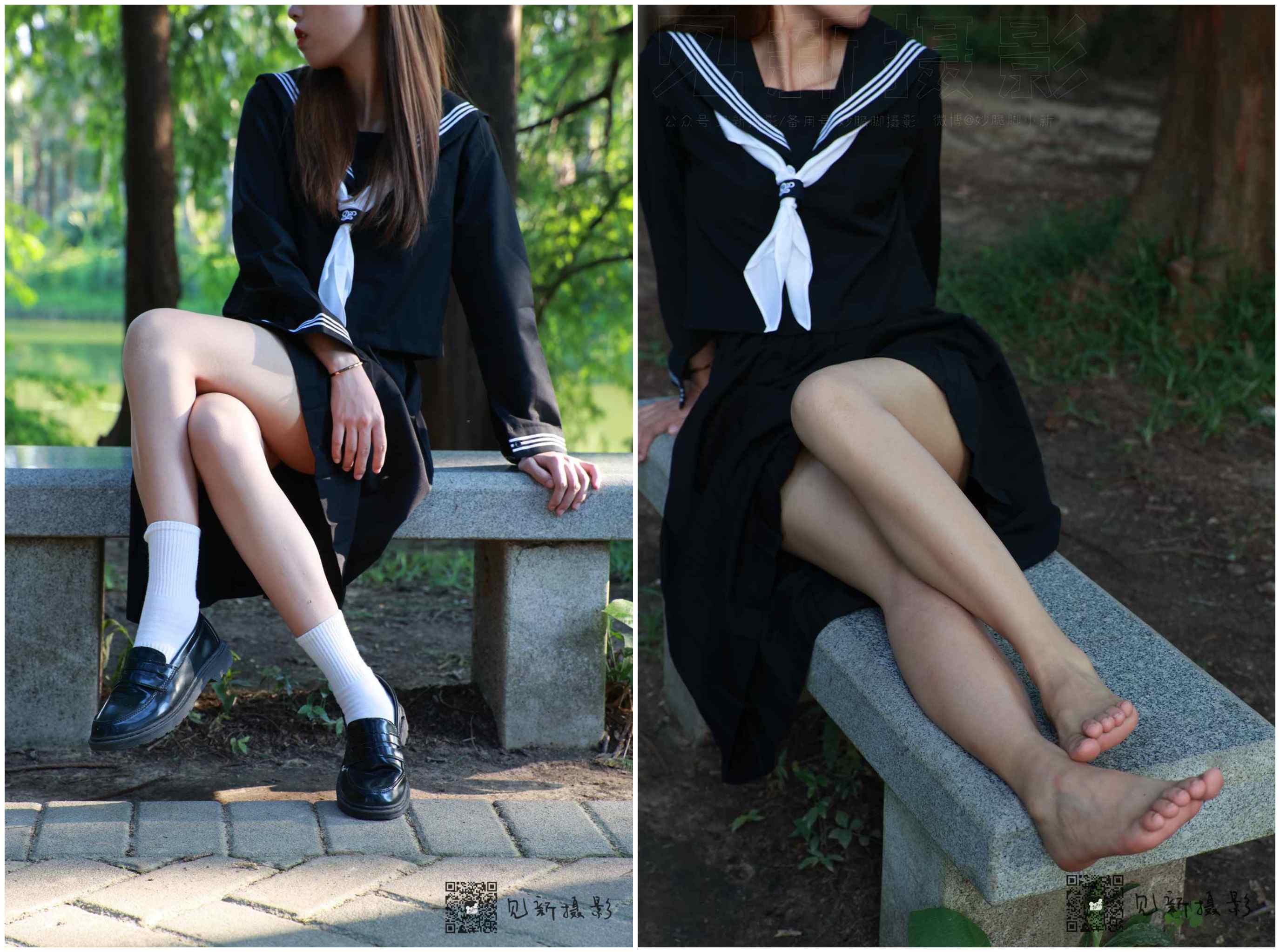 【网盘】[见新摄影]NO.002-一厘甜酒-公园JK制服棉袜
