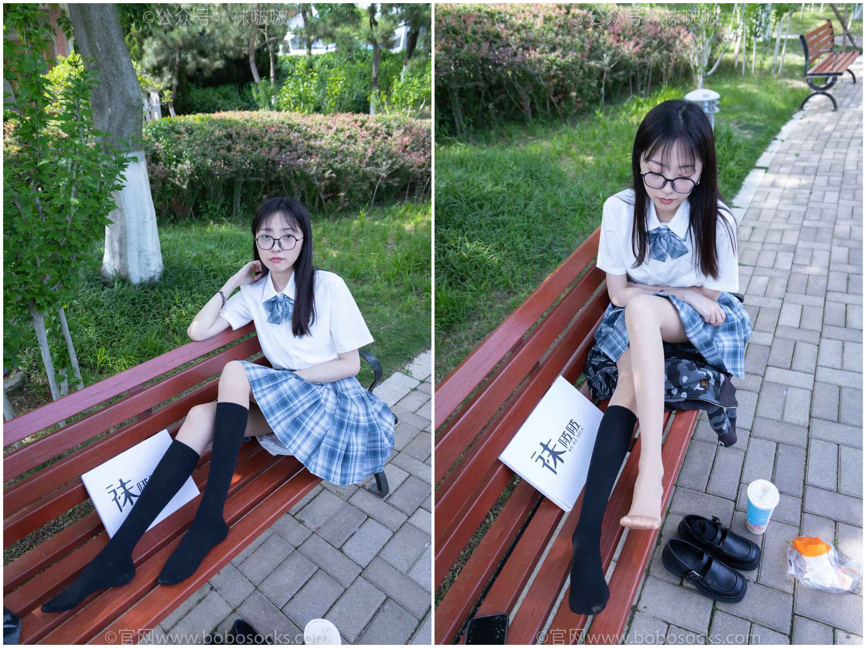 【网盘】[袜啵啵]NO.007稚予-JK制服、皮鞋、黑色中筒棉袜、肉丝