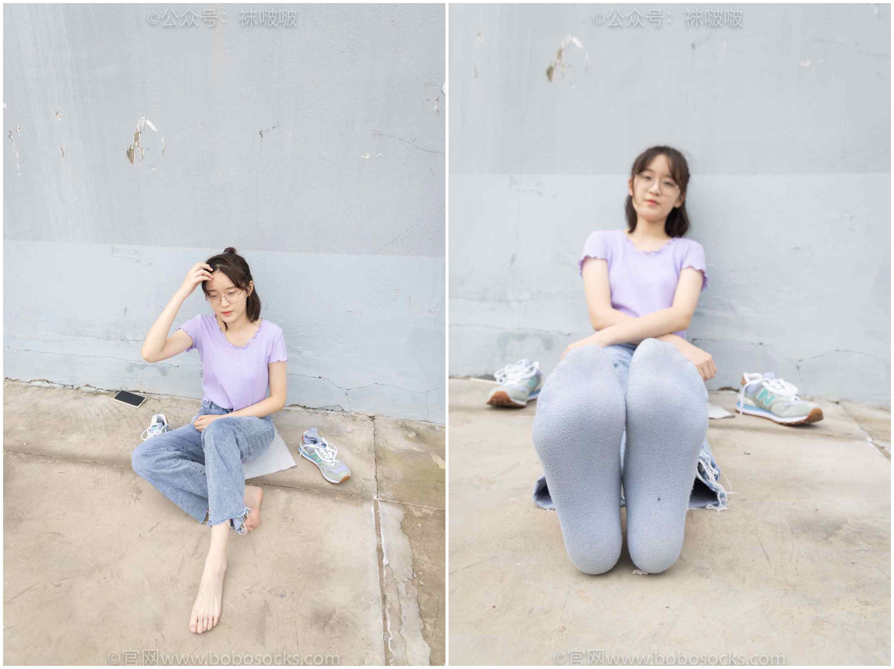 【网盘】[袜啵啵]NO.020熊熊-NB运动鞋、蓝色短棉袜（踩脏）、裸足