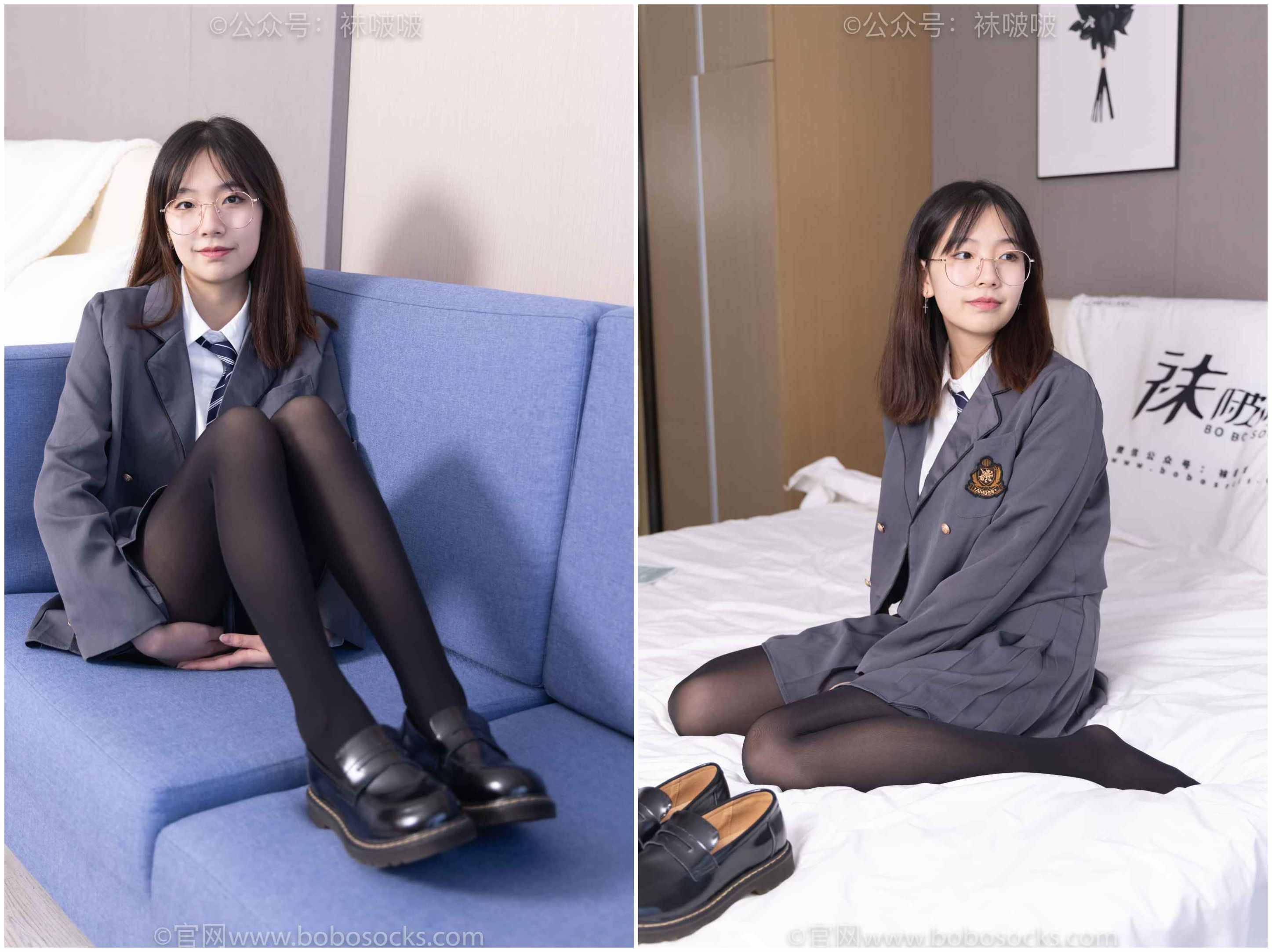 【网盘】[袜啵啵]NO.060小甜豆-JK制服、皮鞋、厚黑丝