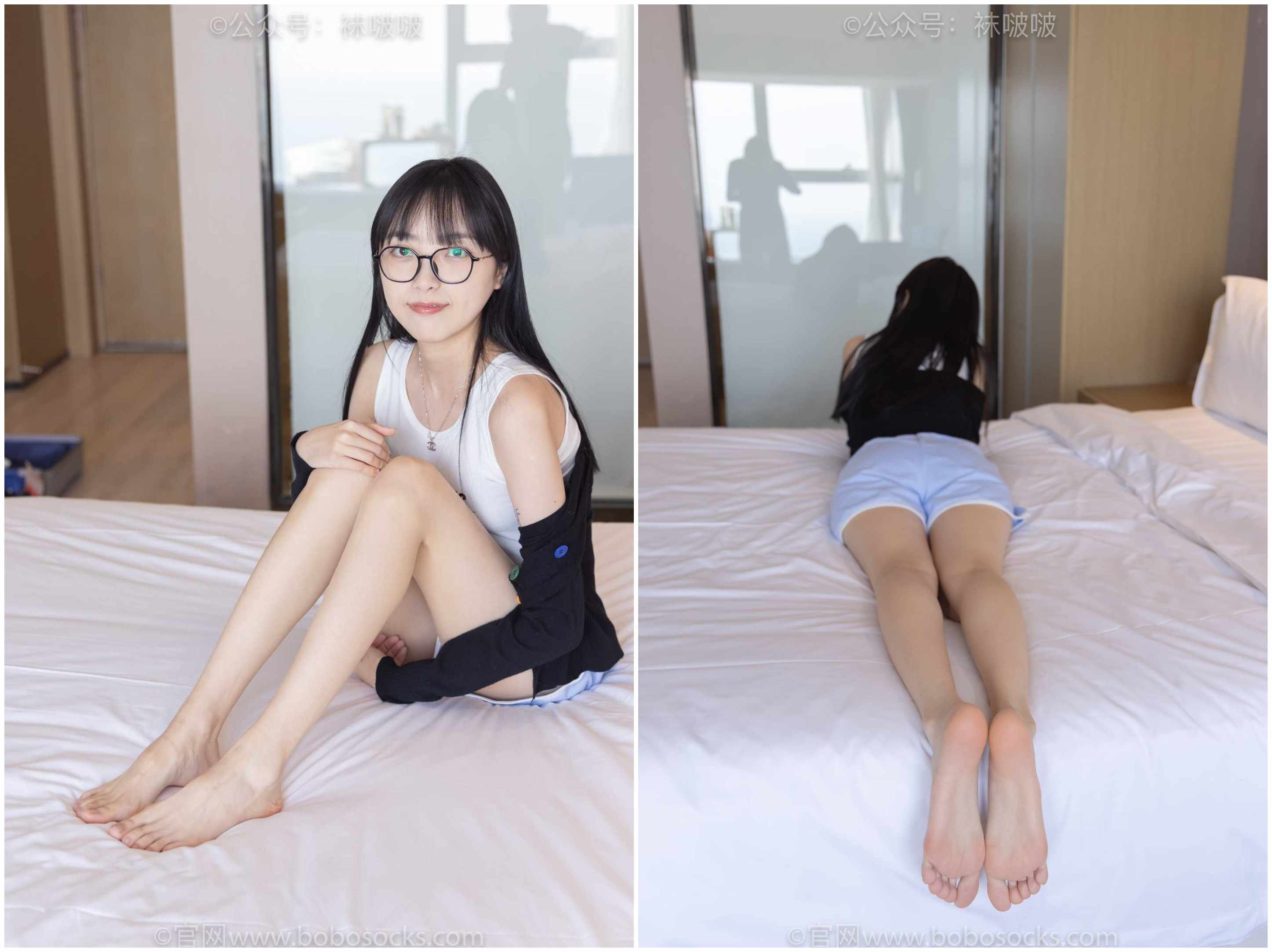 【网盘】[袜啵啵] 081期 稚予- AJ、浅黄色短棉袜、浅蓝色短棉袜、裸足