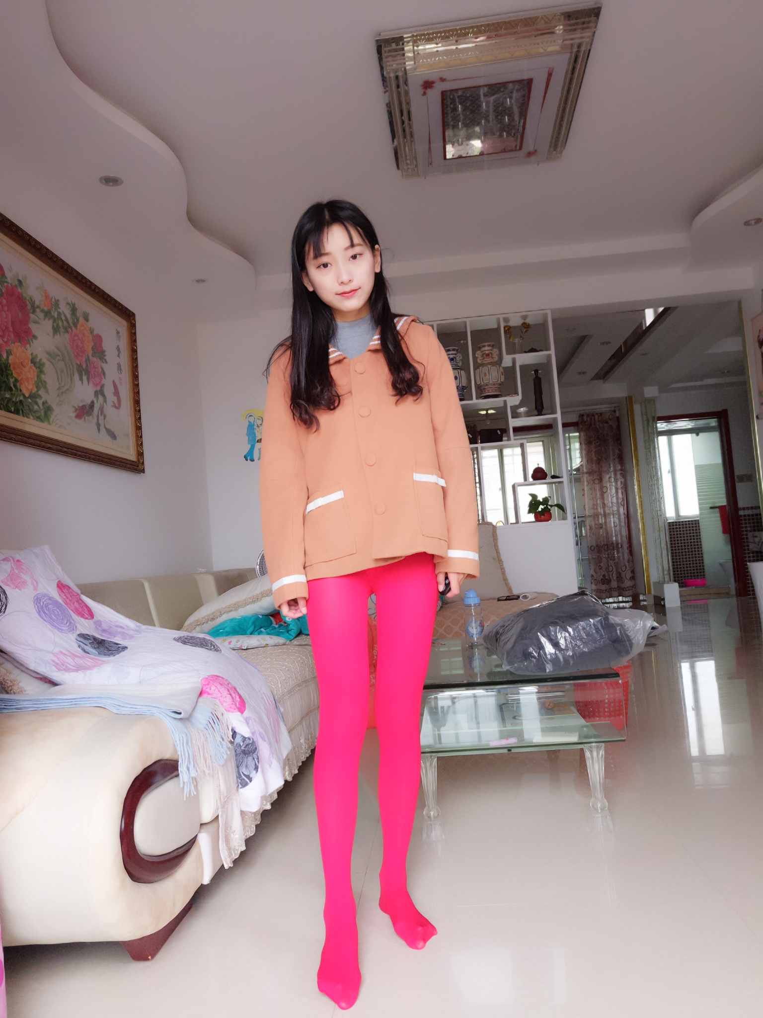 【网盘】蓓蓓5之居家厚红丝连裤