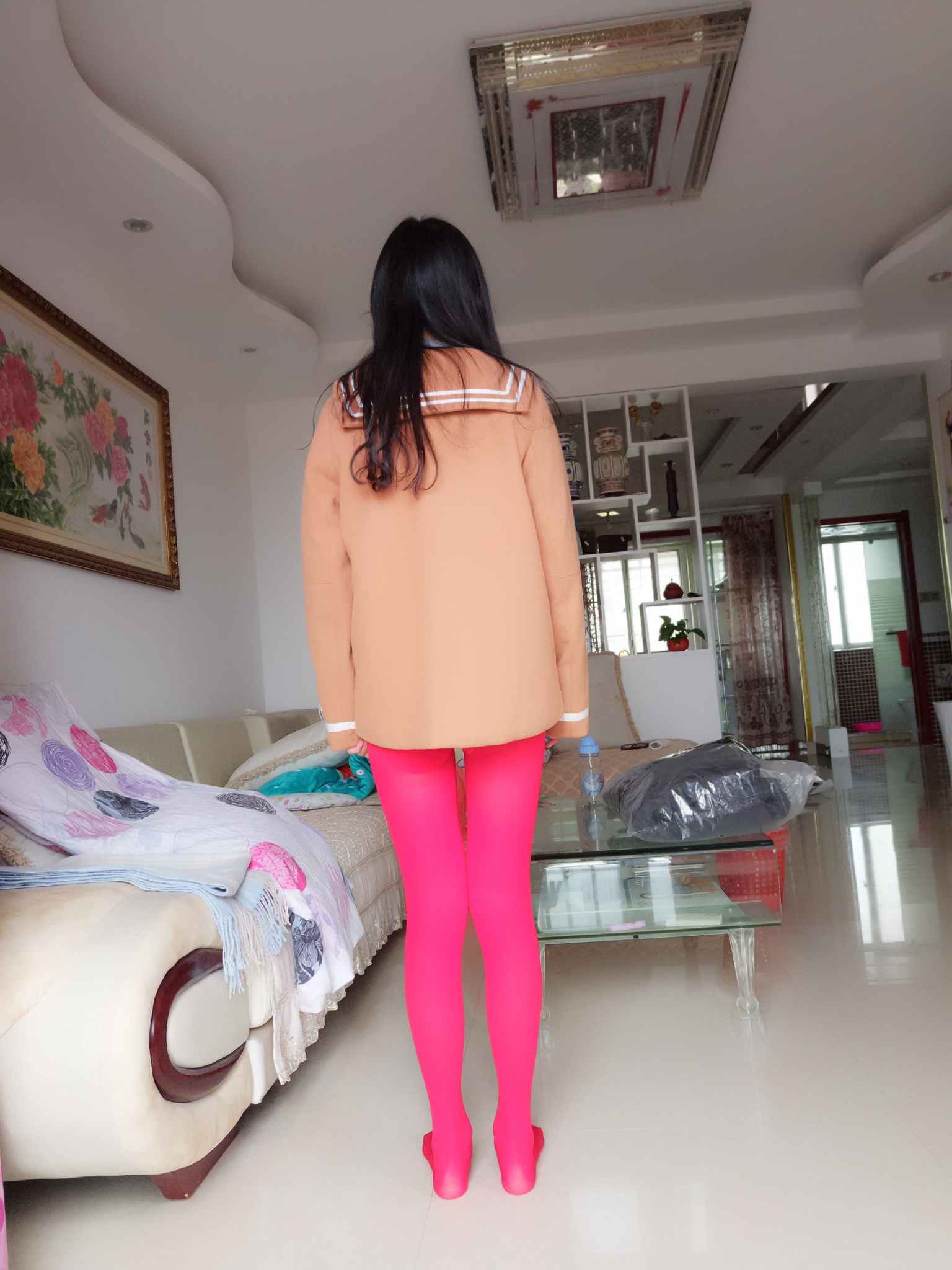 【网盘】蓓蓓5之居家厚红丝连裤