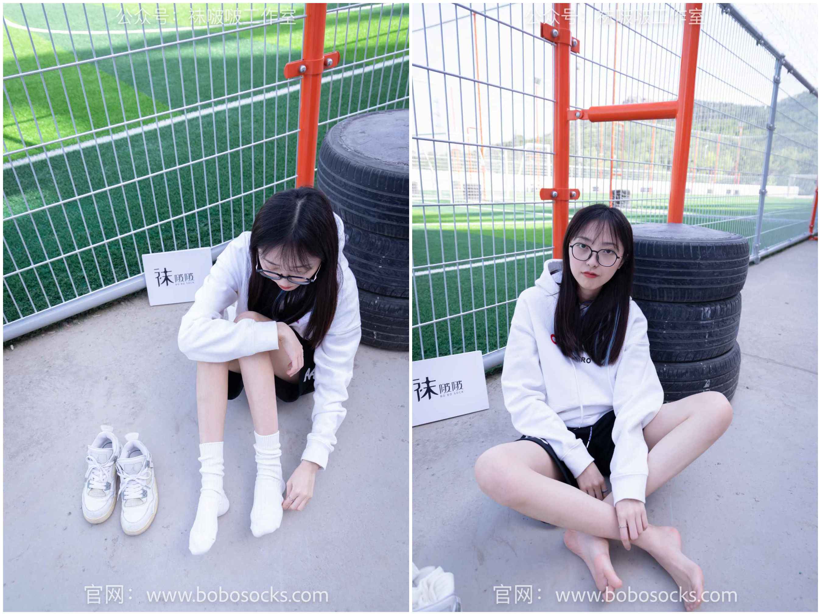 【网盘】[袜啵啵] 103期 稚予-AJ篮球鞋、白棉袜、裸足