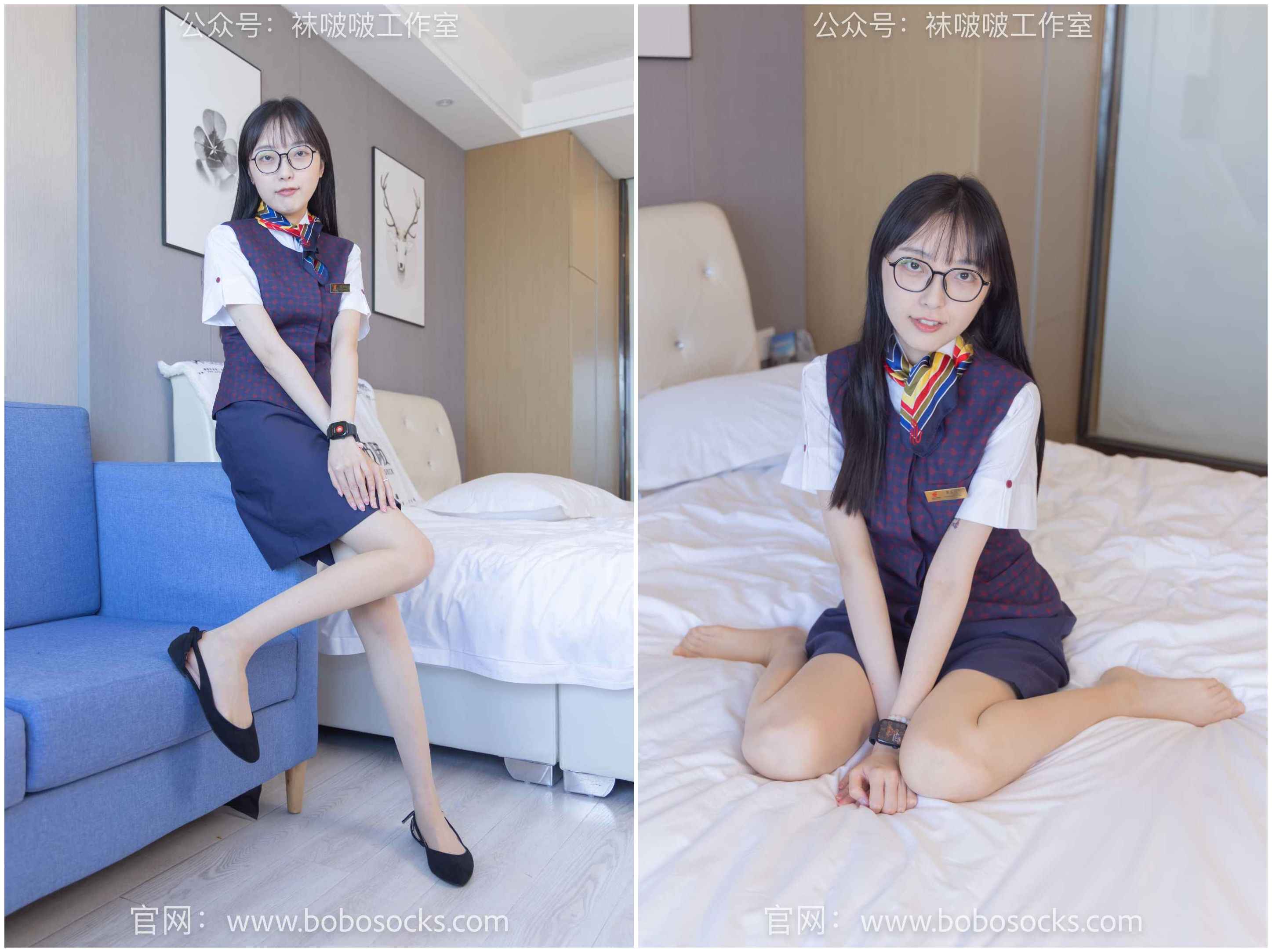 【网盘】[袜啵啵]115期 稚予-平底鞋、肉丝、空姐制服