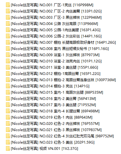 【网盘】[合集]超强超赞《Nicole丝足写真》全套23期加1期视频