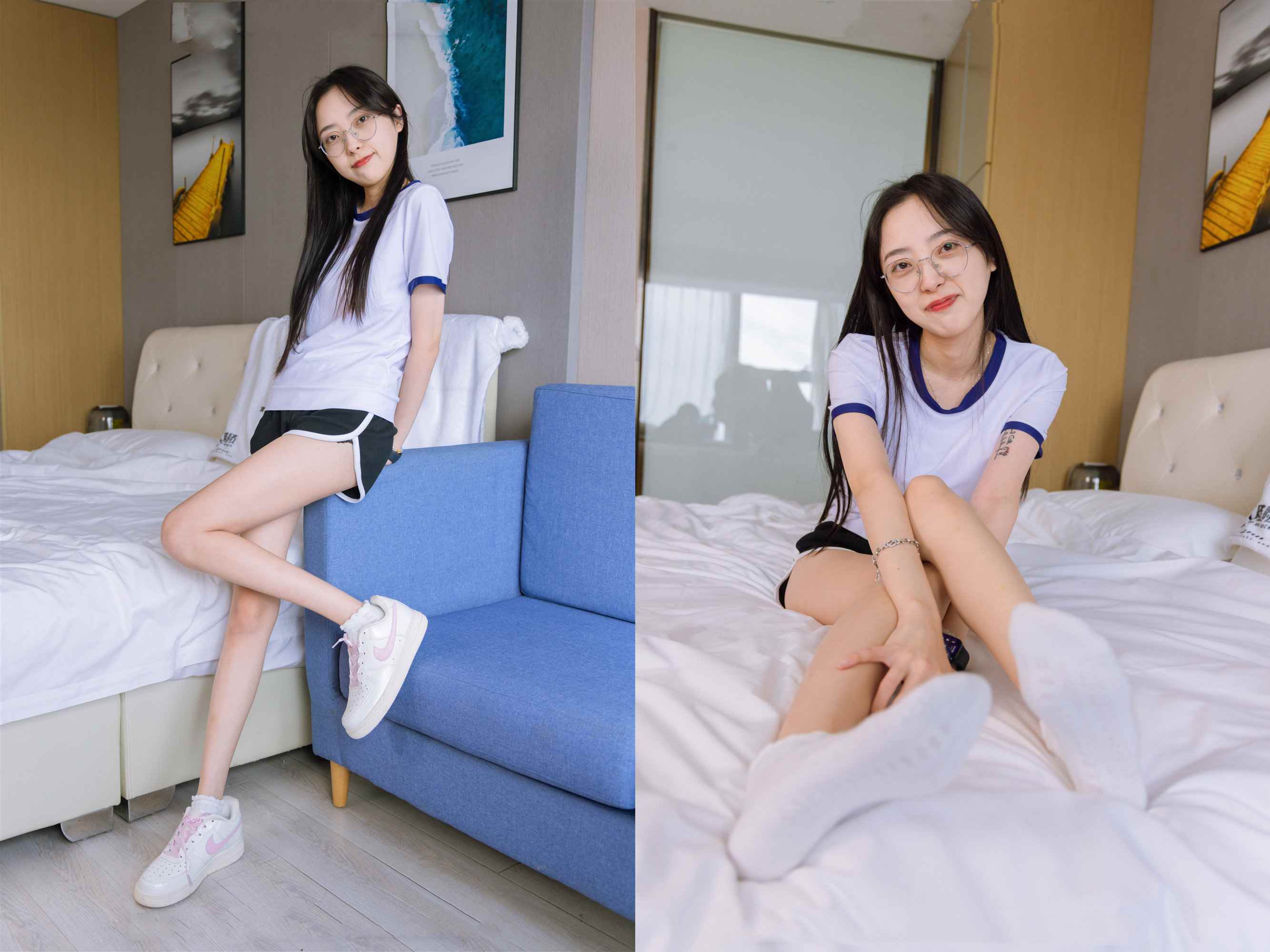 【网盘】[袜啵啵]147期 稚予-空军一号板鞋、白棉袜、体操服