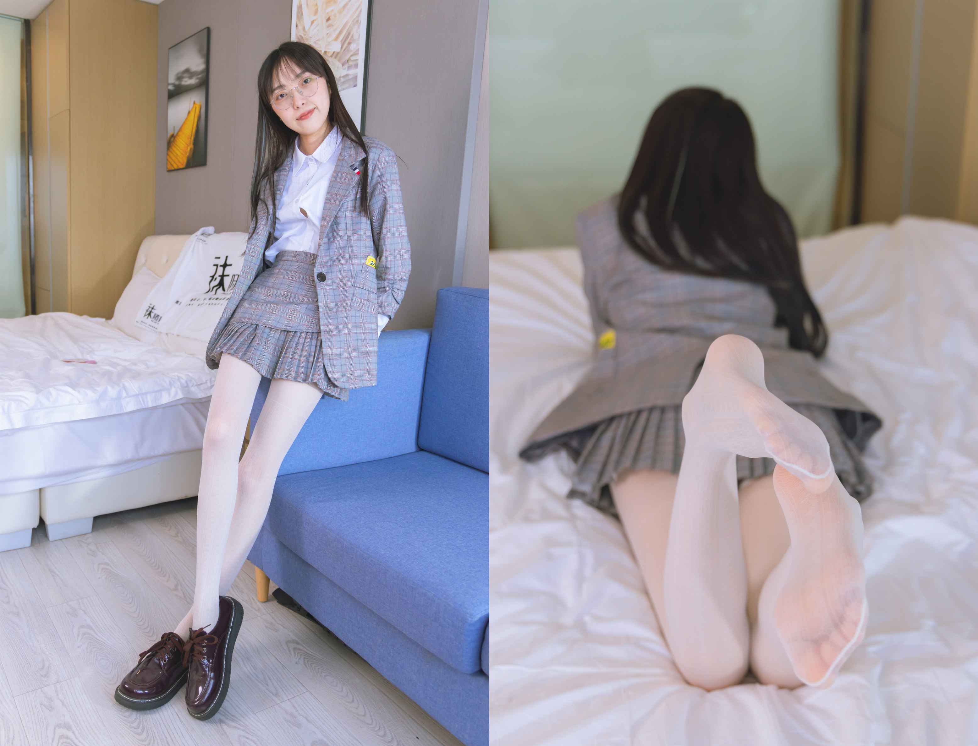 【网盘】[袜啵啵]202期 稚予-皮鞋、白色蕾丝丝袜、ol风