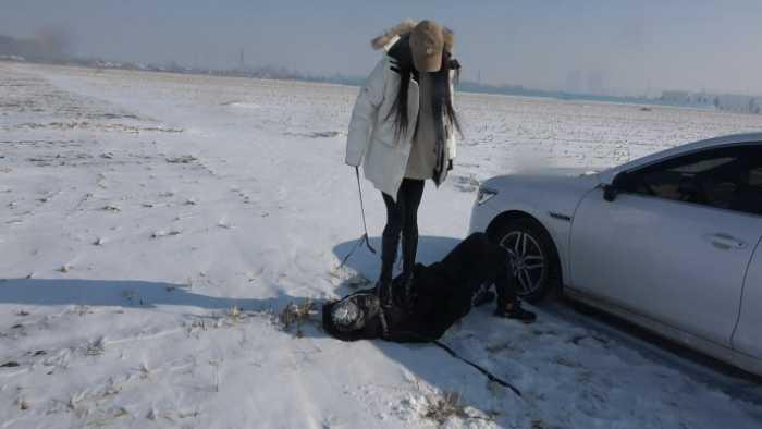 【爱秀套图】【苒溪S】大雪地遛狗，骑马，踩踏 YC-250211