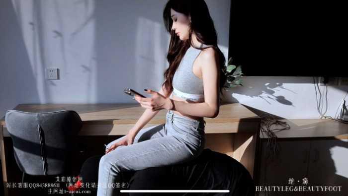 【爱秀套图】艾琳175的人体家具 牛仔裤窒息蹦床 YC-250218-8