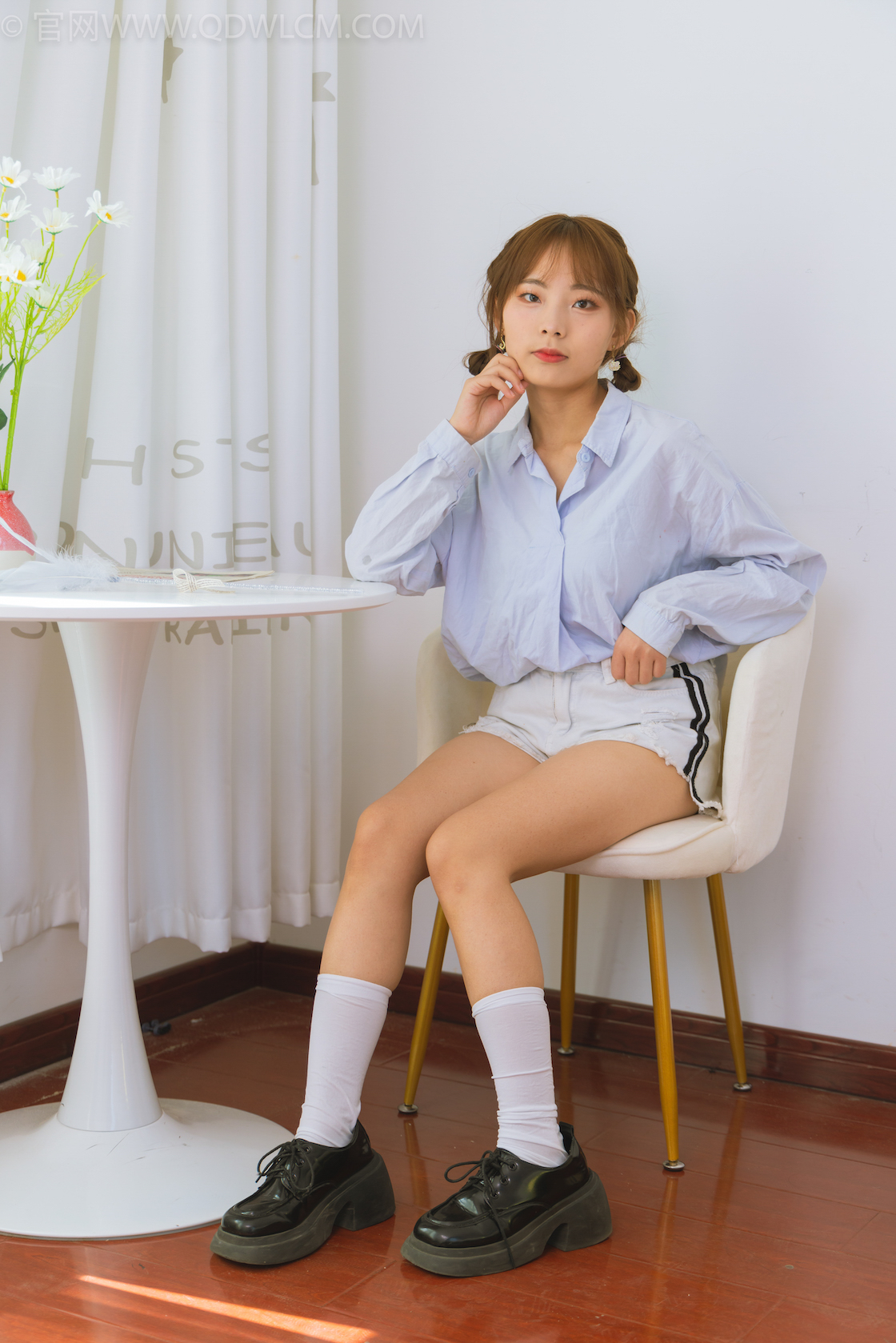 资讯|物恋传媒 &#8211; NO.1499期 《双双》 黑皮鞋，白丝小腿袜，裸足