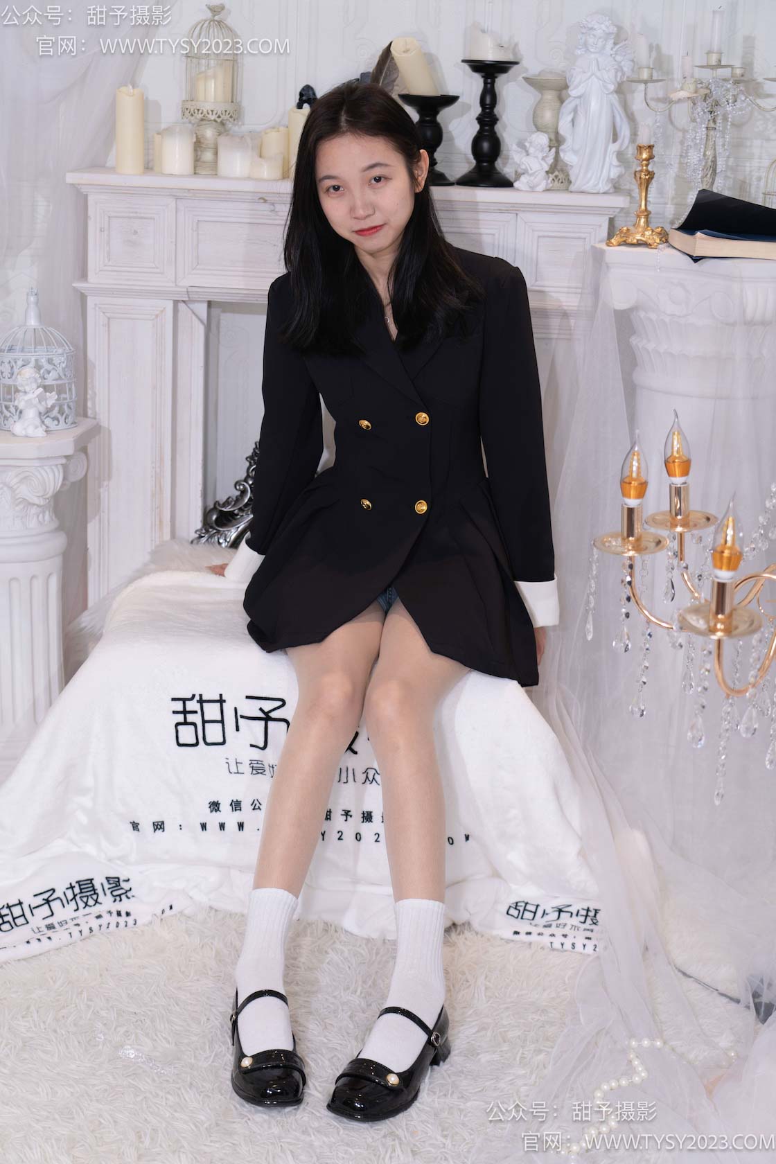 资讯|甜予摄影 &#8211; NO.075期 《小桃》 皮鞋，白棉袜，肉丝[脚尖加固款]