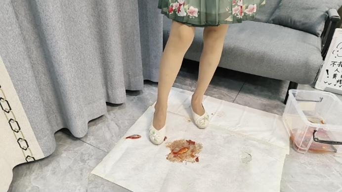 crush 仙宁公主汉服+汉服绣鞋踩死一群金鱼（剧情+全程语言） [8分14秒]