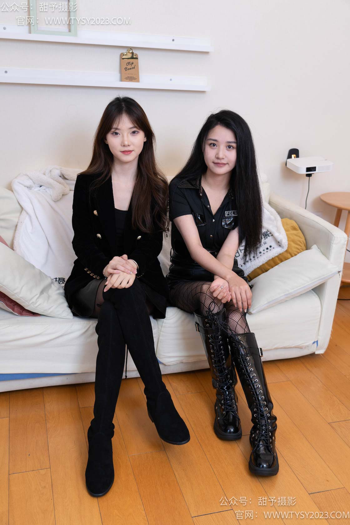 资讯|甜予摄影 – NO.071期 《璇璇澜澜》 长靴，黑丝[脚尖微加固款]，渔网袜，裸足，互相撕破丝袜剧情