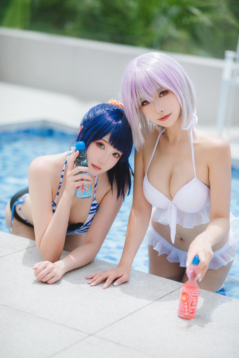 Momoko葵葵&瓜希酱-宝多六花&新条茜 泳装