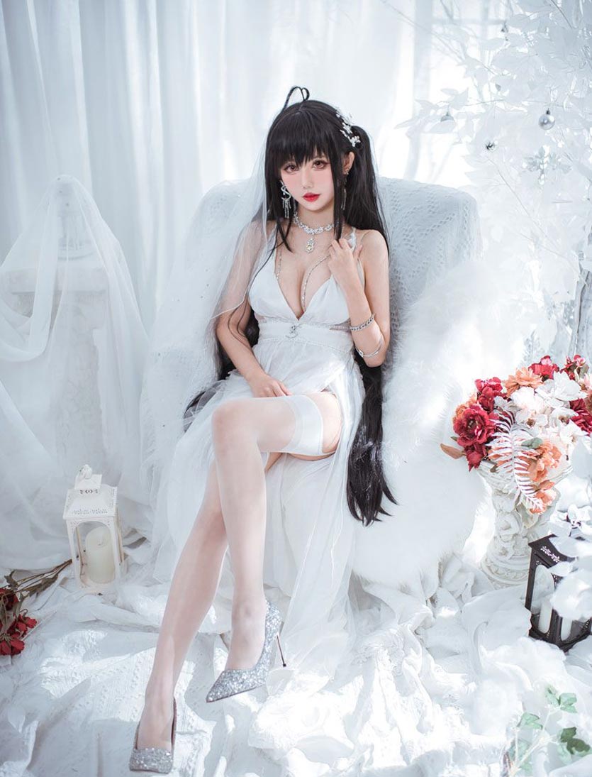 仙女月 大凤纯白婚纱