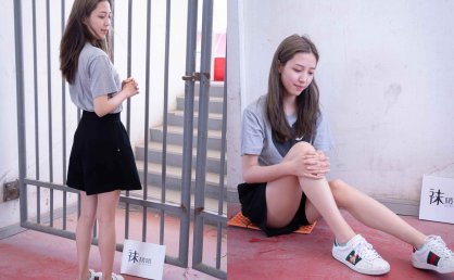 【网盘】[袜啵啵]积分限定作品 NO.006 泡芙-板鞋、天蓝色短棉袜、裸足 （花絮版）