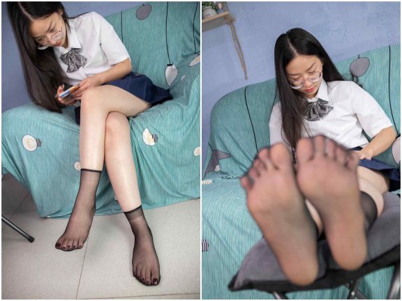 【网盘】[南国足艺]09-美女姗姗涂着红色脚甲油的美脚穿上黑丝，这样的黑丝美脚谁不爱！