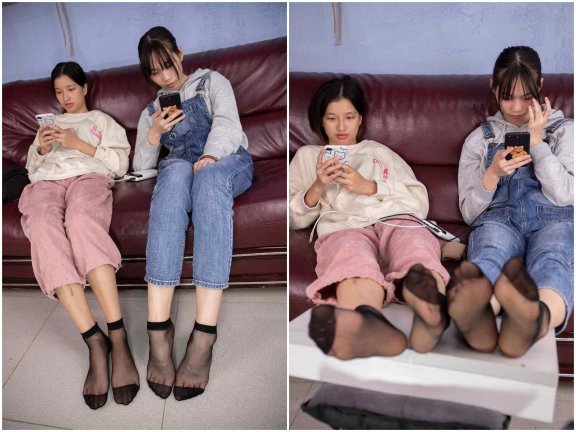 【网盘】[南国足艺]16-小韵和晓晓秀黑丝美脚，大脚踩小脚，脚对脚展示