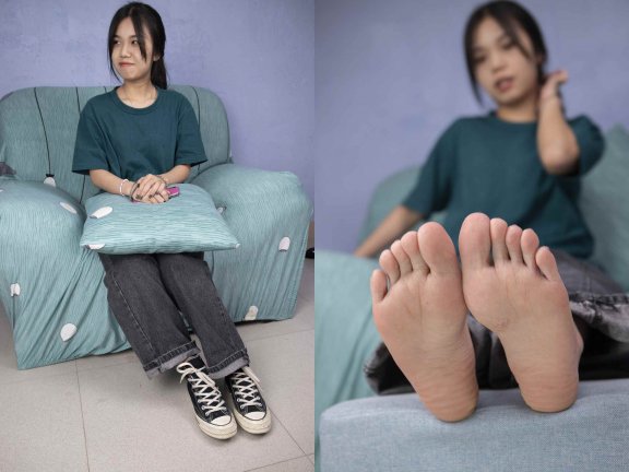 【网盘】[南国足艺]32-模特小溪原味帆布鞋棉袜美脚，脚底有点脚气