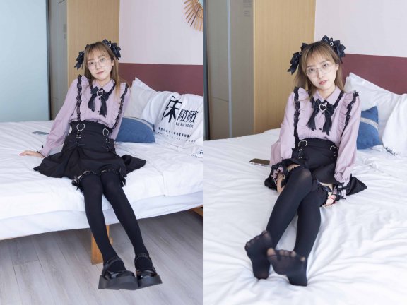 【网盘】[袜啵啵]247期 稚予-皮鞋、黑丝大腿袜、地雷系女友